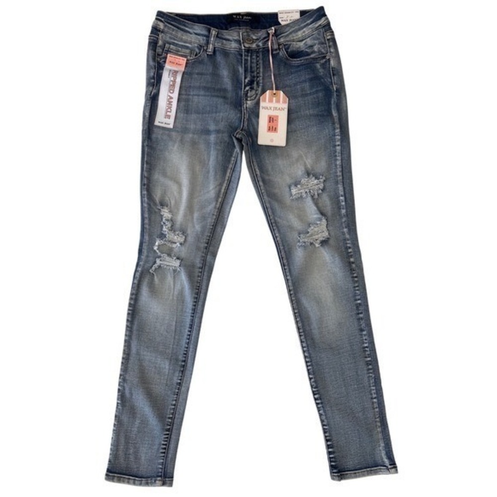 Wax Jean Ripped Ankle Skinny Jeans Distressed Denim‎ Size 7 New (Other)